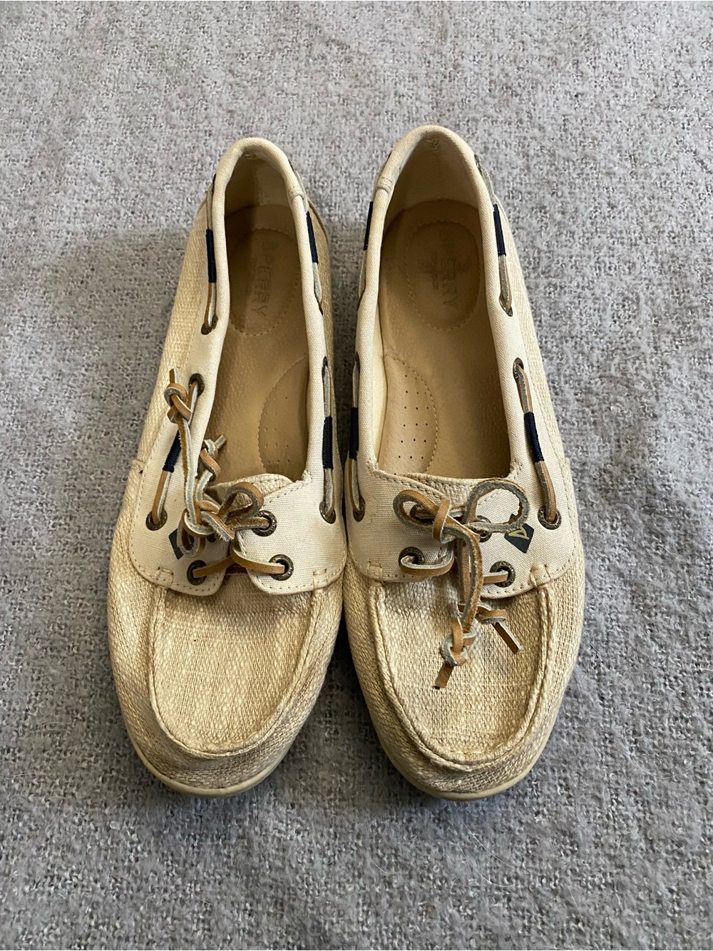 Sperry Women's Cream Canvas & Tan Leather Boat Shoes